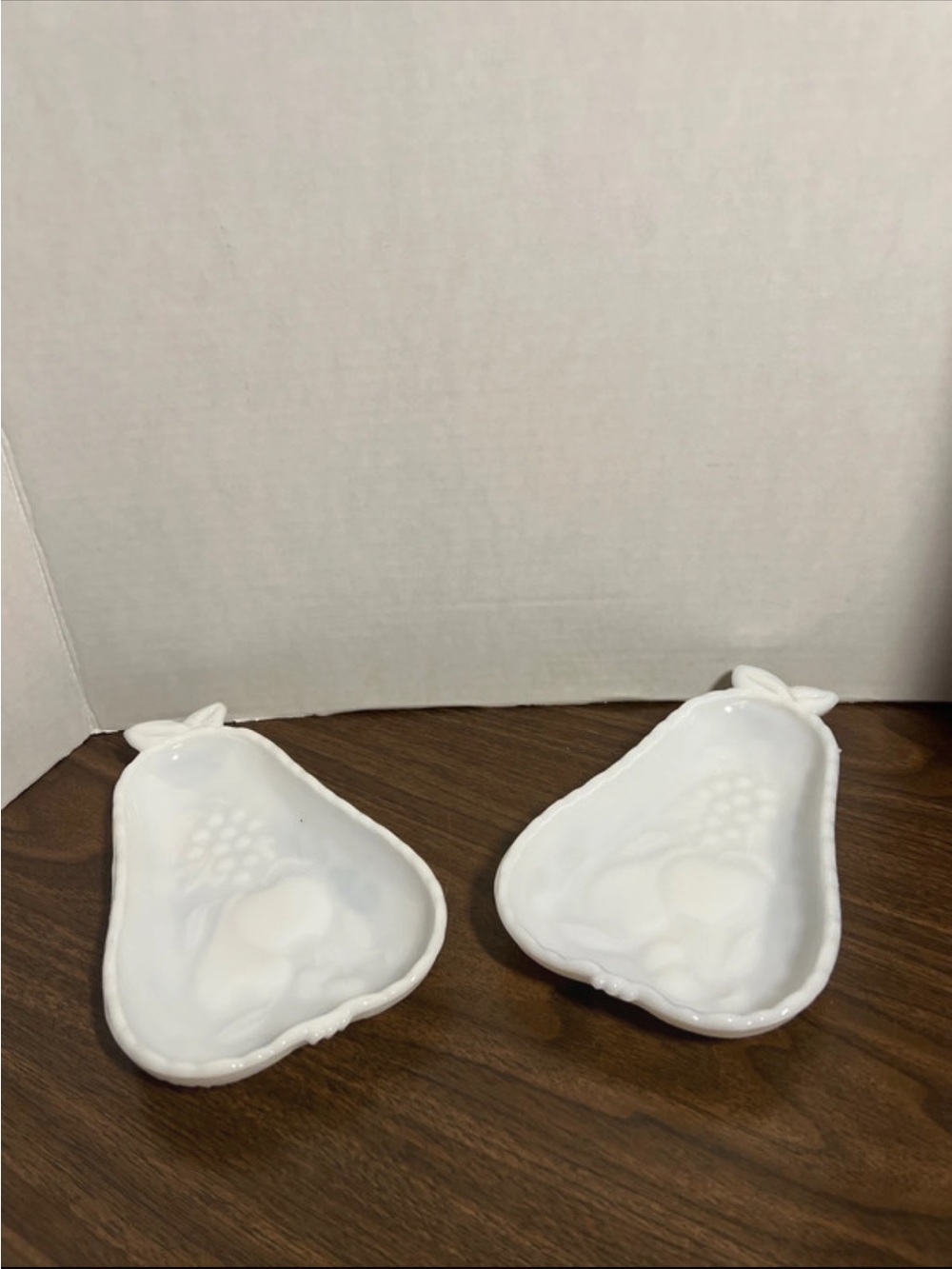 Milk Glass Pear shaped Dishes - Set of 2
